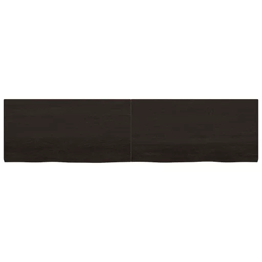 Sötétbarna kezelt tömör tölgyfa fali polc 200 x 50 x (2-4) cm