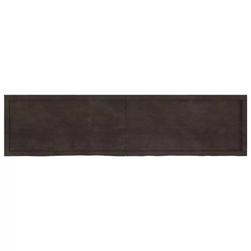 Sötétbarna kezelt tömör tölgyfa fali polc 200 x 50 x (2-6) cm