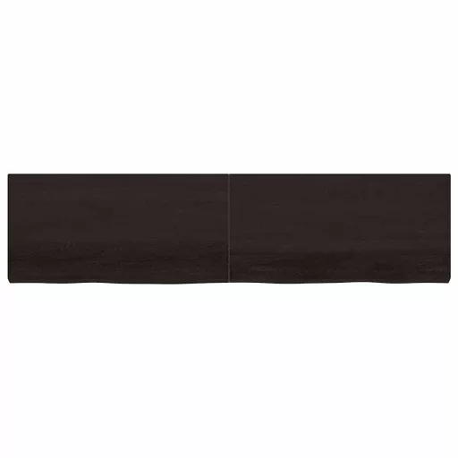 Sötétbarna kezelt tömör tölgyfa fali polc 200 x 50 x (2-6) cm