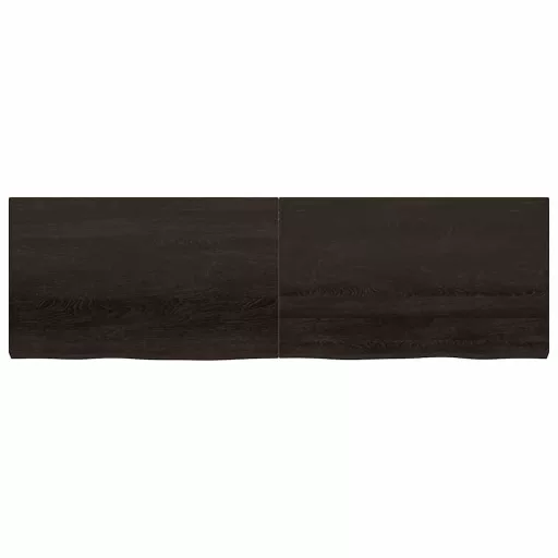 Sötétbarna kezelt tömör tölgyfa fali polc 200 x 60 x (2-6) cm