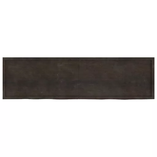 Sötétbarna kezelt tömör tölgyfa fali polc 220 x 60 x (2-4) cm