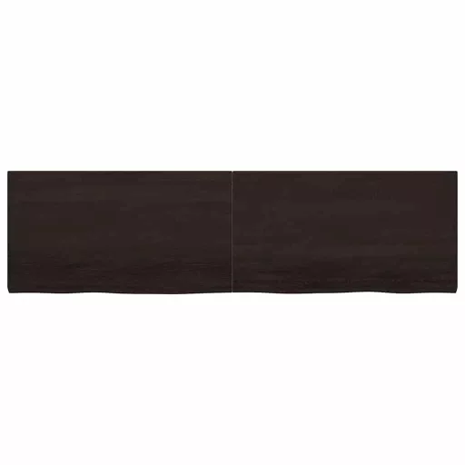 Sötétbarna kezelt tömör tölgyfa fali polc 220 x 60 x (2-4) cm