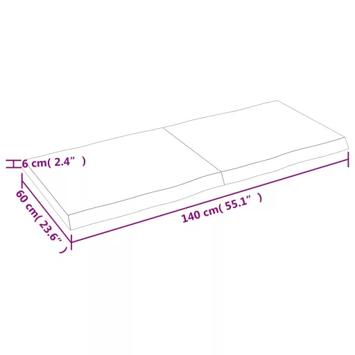 Kezeletlen tömör fa asztallap 140x60x(2-6) cm