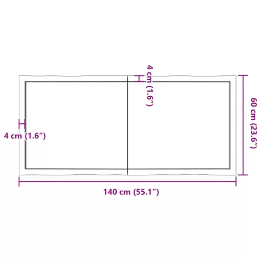 Kezeletlen tömör fa asztallap 140x60x(2-6) cm