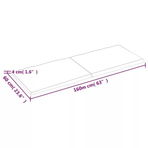 Világosbarna kezelt tömör asztallap 160x60x(2-4) cm