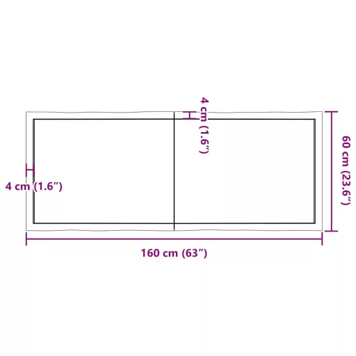 Világosbarna kezelt tömör asztallap 160x60x(2-4) cm