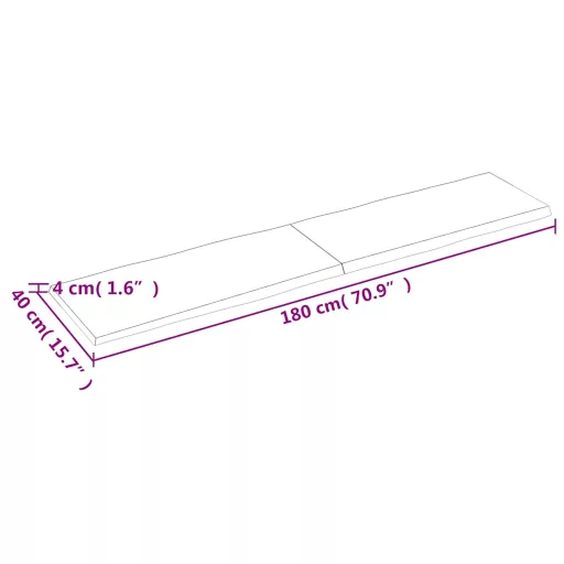 Világosbarna kezelt tömör asztallap 180x40x(2-4) cm