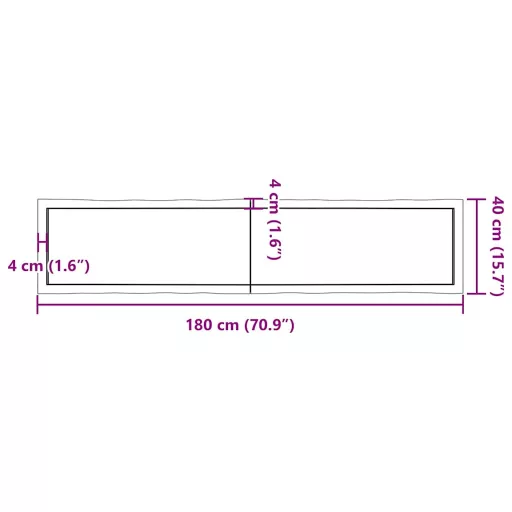 Világosbarna kezelt tömör asztallap 180x40x(2-4) cm