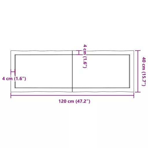 Sötétbarna kezelt tömör asztallap 120x40x(2-4) cm