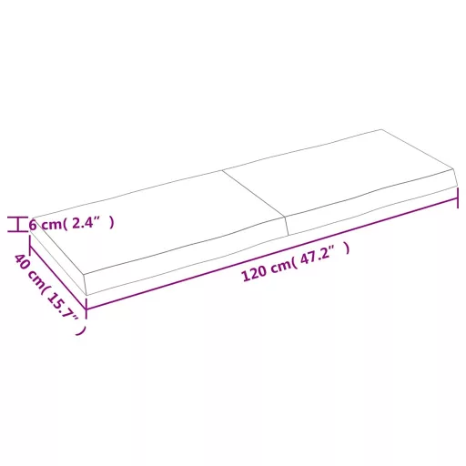 Sötétbarna kezelt tömör asztallap 120x40x(2-6) cm