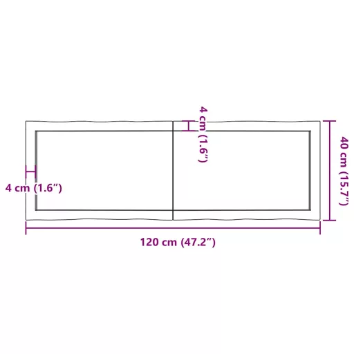 Sötétbarna kezelt tömör asztallap 120x40x(2-6) cm