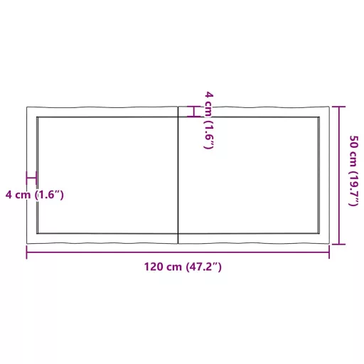 Sötétbarna kezelt tömör asztallap 120x50x(2-4) cm