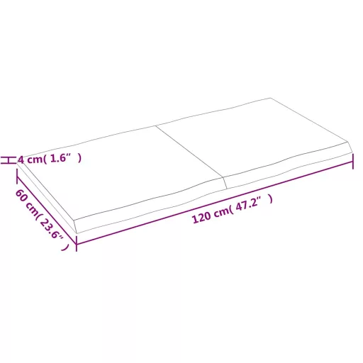 Sötétbarna kezelt tömör asztallap 120x60x(2-4) cm