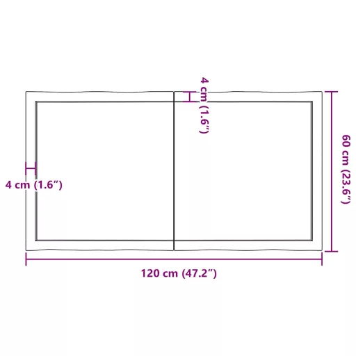 Sötétbarna kezelt tömör asztallap 120x60x(2-6) cm