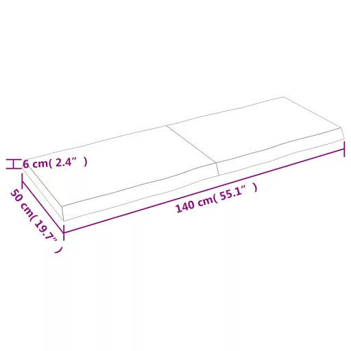 Sötétbarna kezelt tömör asztallap 140x50x(2-6) cm