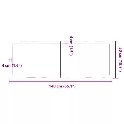 Sötétbarna kezelt tömör asztallap 140x50x(2-6) cm