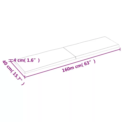 Sötétbarna kezelt tömör asztallap 160x40x(2-4) cm