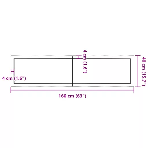 Sötétbarna kezelt tömör asztallap 160x40x(2-4) cm