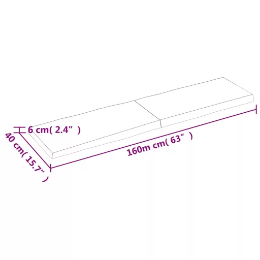 Sötétbarna kezelt tömör asztallap 160x40x(2-6) cm