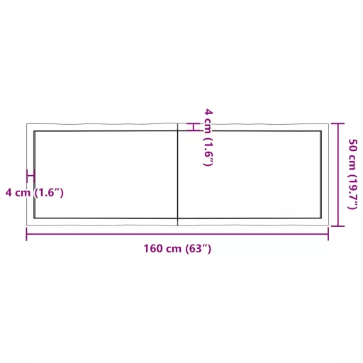 Sötétbarna kezelt tömör asztallap 160x50x(2-4) cm