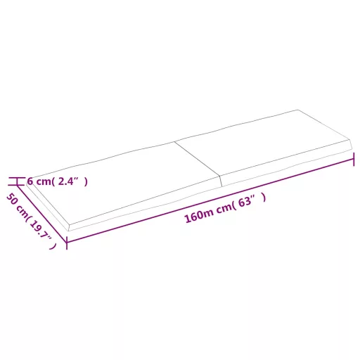 Sötétbarna kezelt tömör asztallap 160x50x(2-6) cm