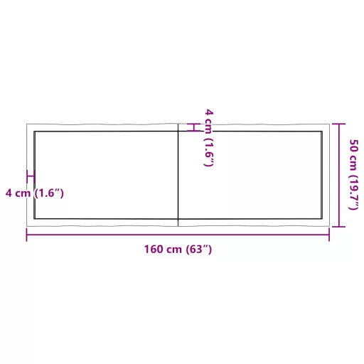 Sötétbarna kezelt tömör asztallap 160x50x(2-6) cm
