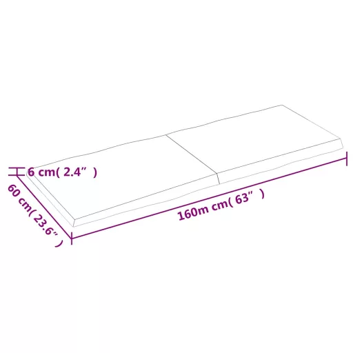 Sötétbarna kezelt tömör asztallap 160x60x(2-6) cm