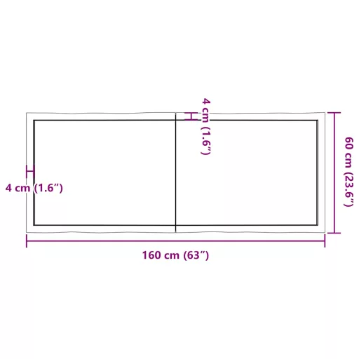 Sötétbarna kezelt tömör asztallap 160x60x(2-6) cm