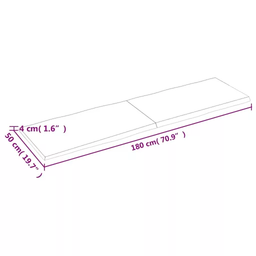 Sötétbarna kezelt tömör asztallap 180x50x(2-4) cm