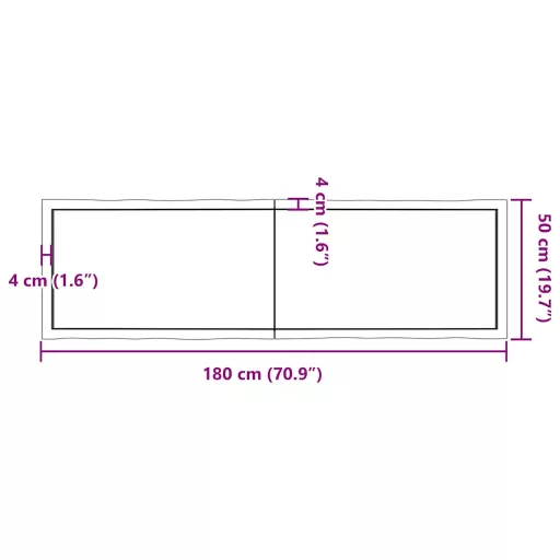 Sötétbarna kezelt tömör asztallap 180x50x(2-4) cm