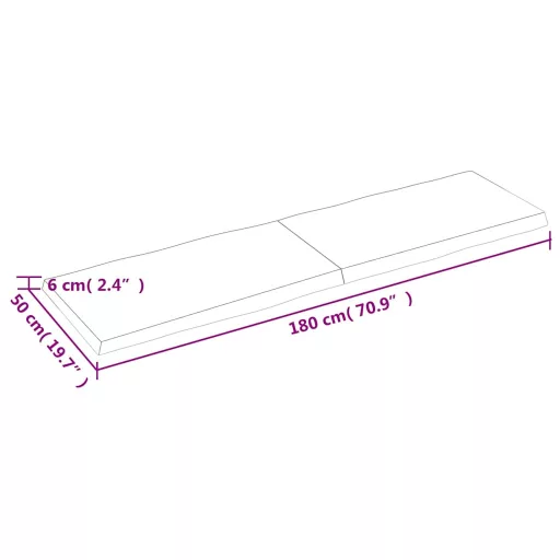 Sötétbarna kezelt tömör asztallap 180x50x(2-6) cm