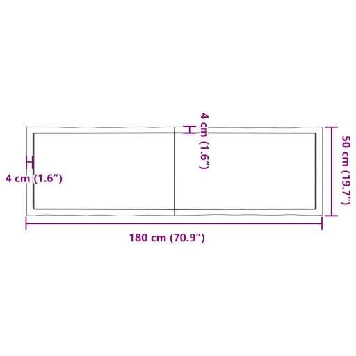 Sötétbarna kezelt tömör asztallap 180x50x(2-6) cm