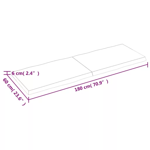 Sötétbarna kezelt tömör asztallap 180x60x(2-6) cm