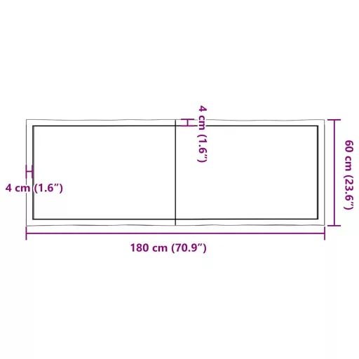 Sötétbarna kezelt tömör asztallap 180x60x(2-6) cm