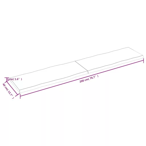 Sötétbarna kezelt tömör asztallap 200x40x(2-4) cm