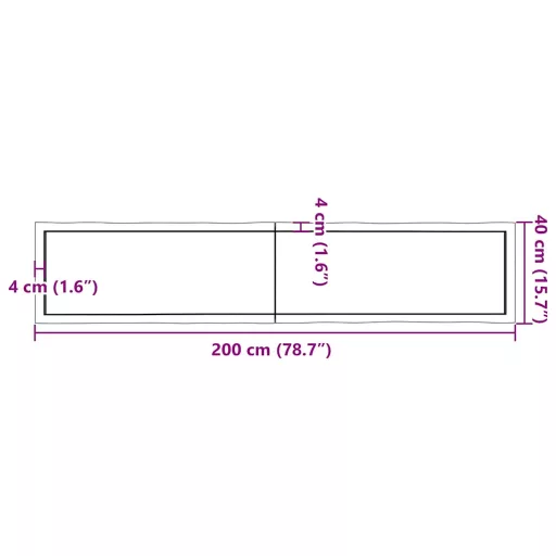 Sötétbarna kezelt tömör asztallap 200x40x(2-4) cm