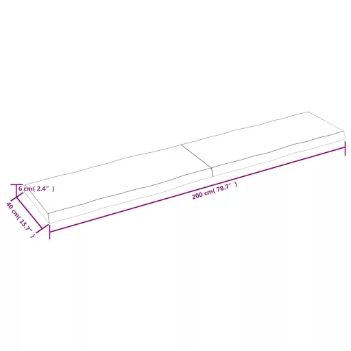 Sötétbarna kezelt tömör asztallap 200x40x(2-6) cm