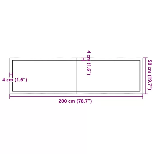 Sötétbarna kezelt tömör asztallap 200x50x(2-6) cm
