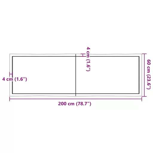 Sötétbarna kezelt tömör asztallap 200x60x(2-6) cm