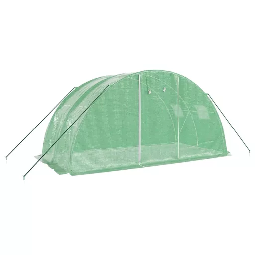 Zöld acélvázas melegház 8 m² 4 x 2 x 2 m