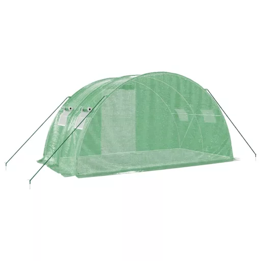 Zöld acélvázas melegház 8 m² 4 x 2 x 2 m
