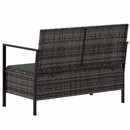 2 személyes szürke polyrattan kerti kanapé párnával