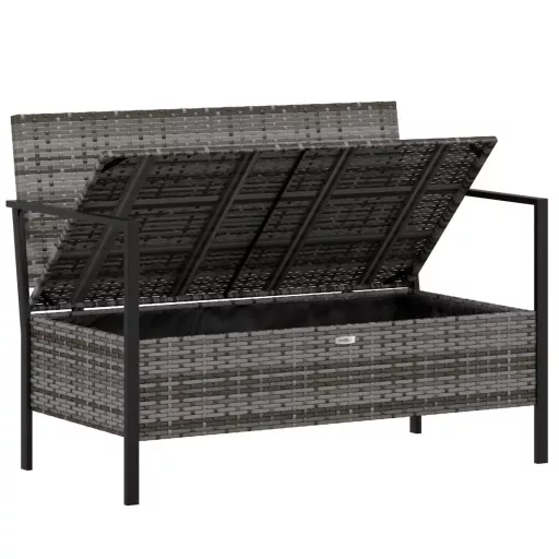 2 személyes szürke polyrattan kerti kanapé párnával