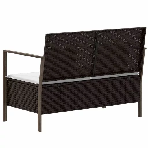 2 személyes barna polyrattan kerti kanapé párnával
