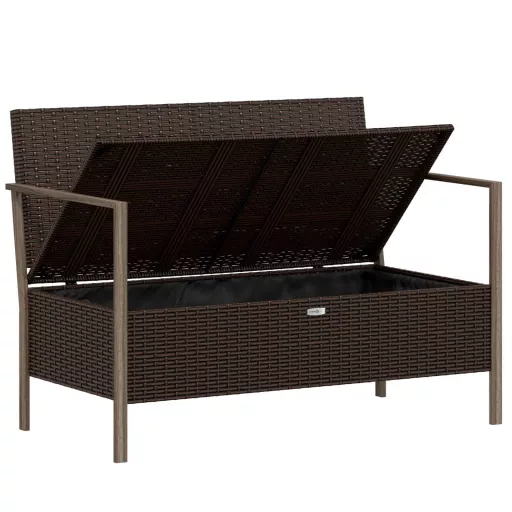 2 személyes barna polyrattan kerti kanapé párnával