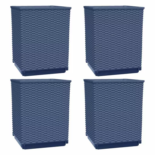 4 db kékszürke polipropilén növénytartó 30 x 30 x 37 cm