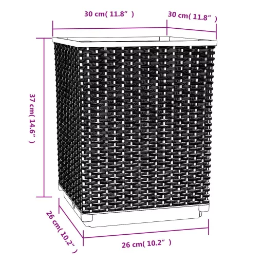 4 db fekete polipropilén növénytartó 30 x 30 x 37 cm