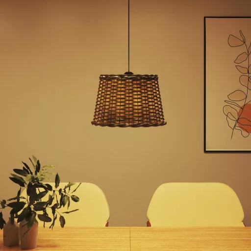 Barna fonott mennyezeti lámpaernyő Ø40 x 26 cm