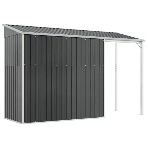 Antracitszürke fészer meghosszabbított tetővel 277x107x181 cm