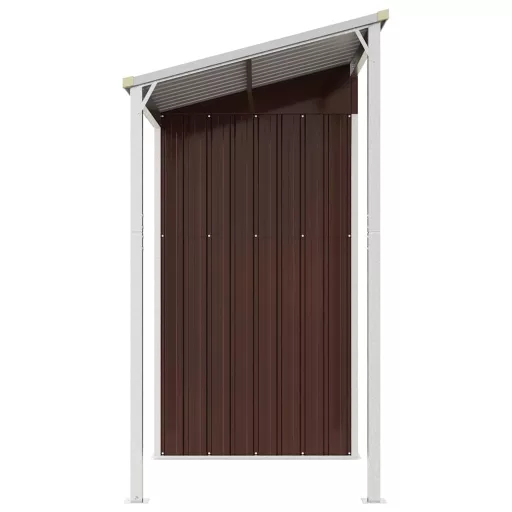 Barna kerti fészer meghosszabbított tetővel 277x107x181 cm